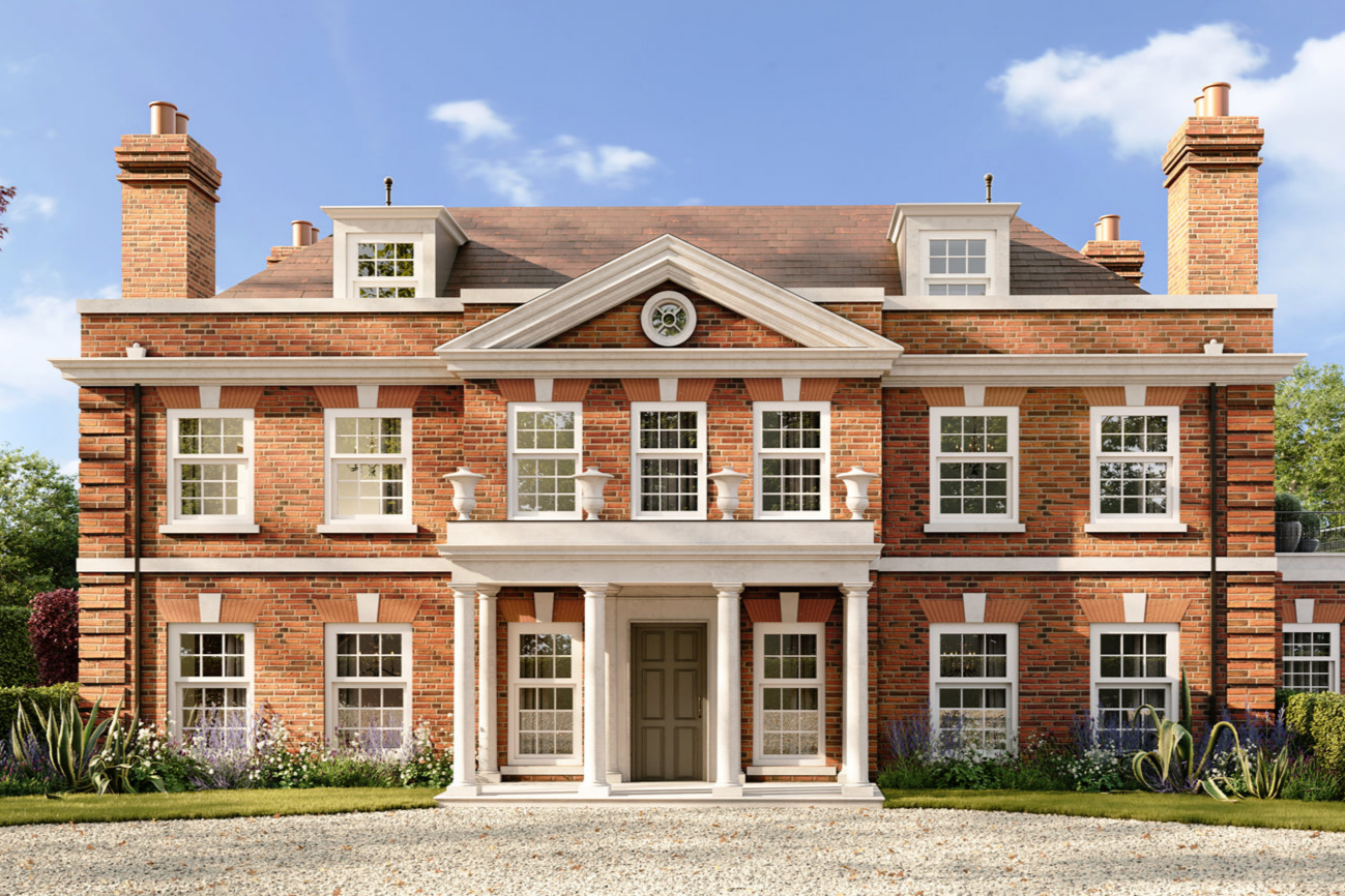 English country manor house built from imperial handmade bricks and cast stone