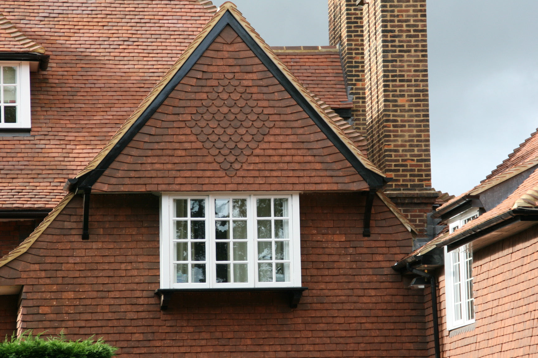 Traditional dark hanging clay roof tiles